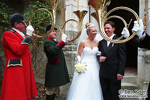 Newlyweds in front of the chapel