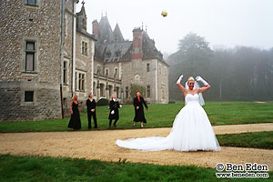 Bride tossing the bouquet